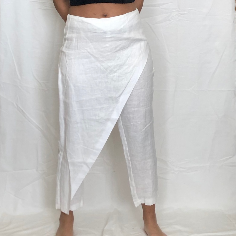 TRENDY ASYMMETRICAL LINEN PANTS